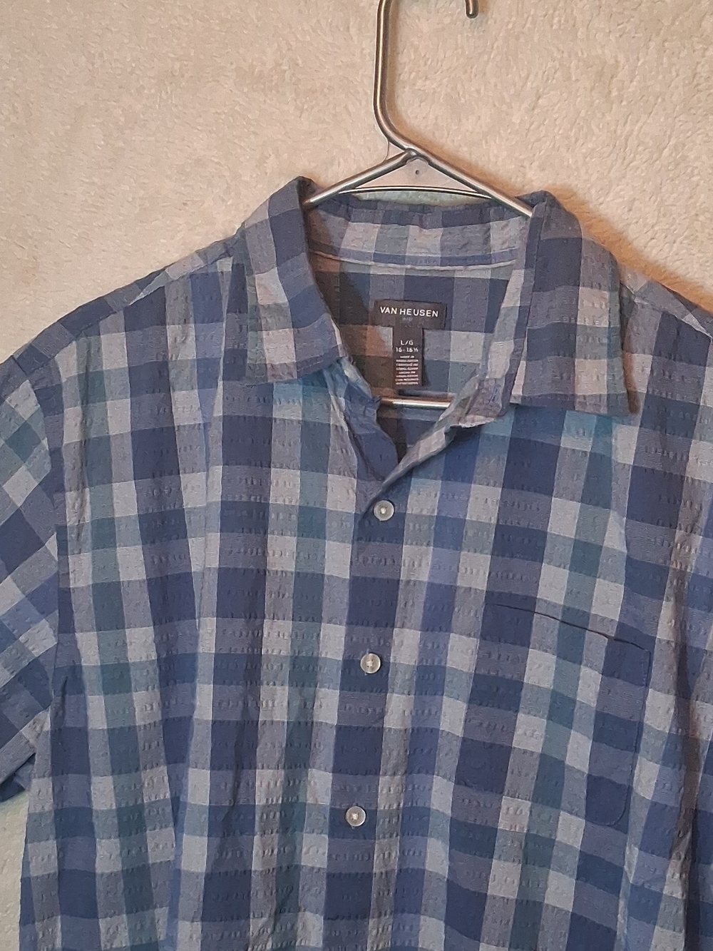 Van Heusen Men’s Blue Plaid Button-Up Shirt